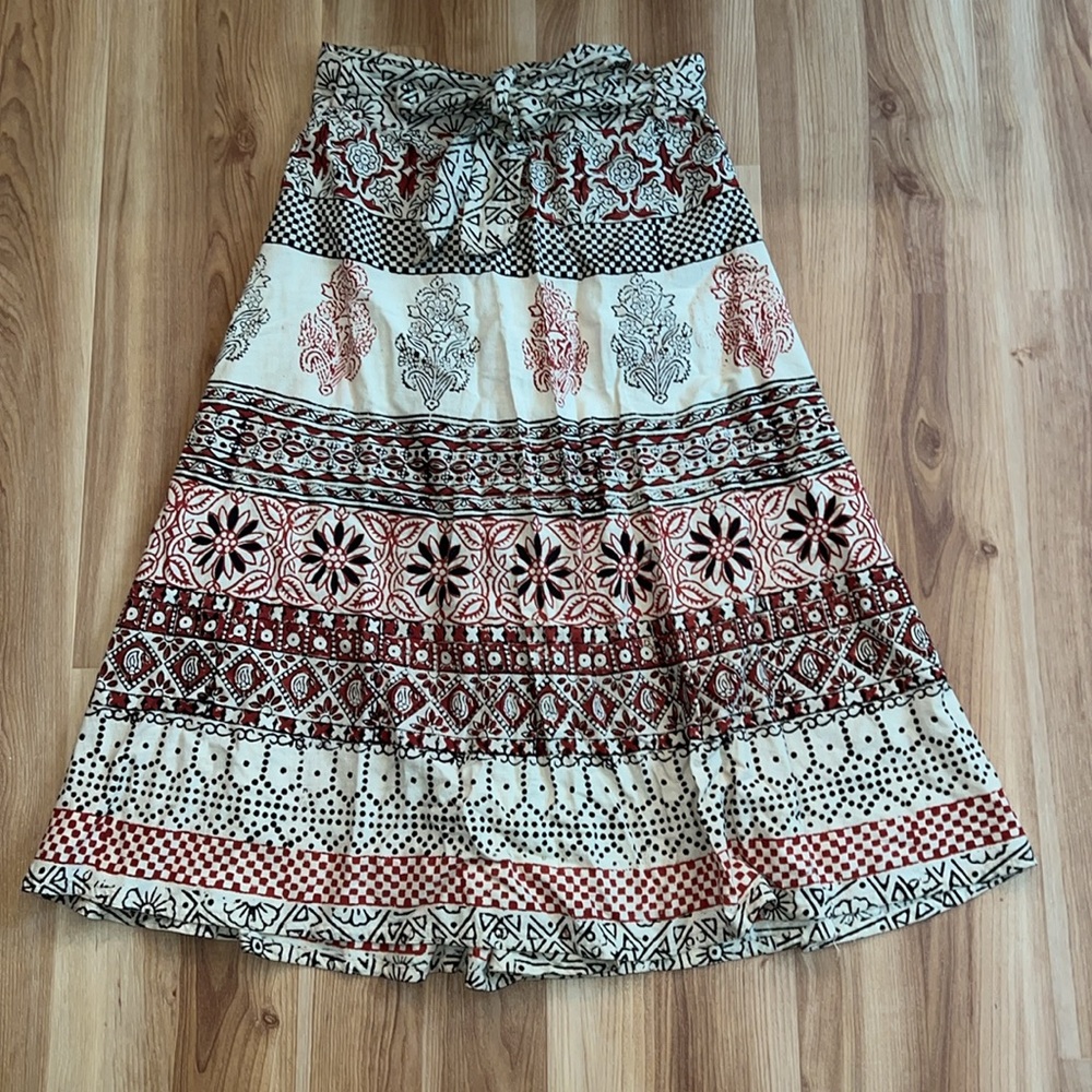 Star of India Vintage Floral Full Wrap Skirt Bohemian Size Small